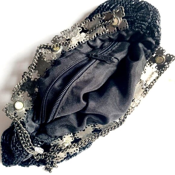 Vintage Knit Crochet beaded Antique Style  Little Evening Wear Purse - Picture 7 of 8